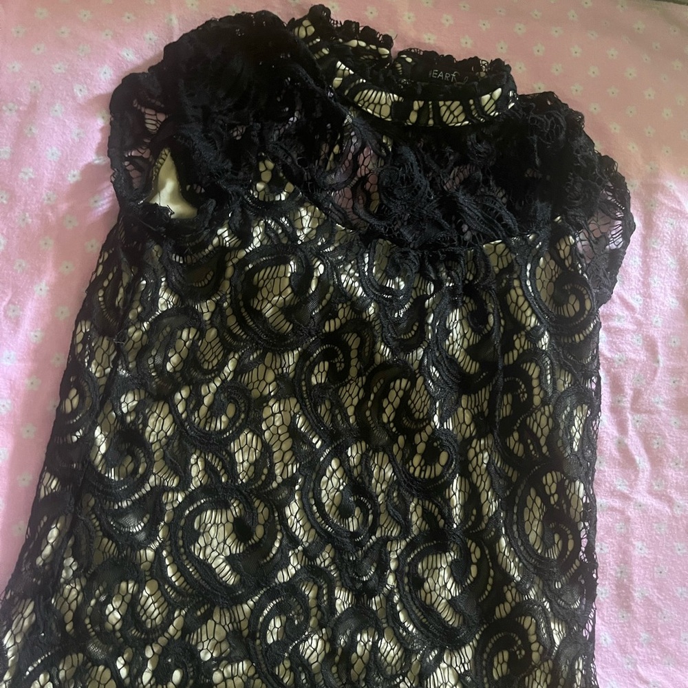 Elegant Black Lace Overlay Dress
